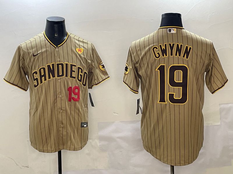 Men San Diego Padres 19 Gwynn Brown Stripe Game 2025 Nike MLB Jersey style 11